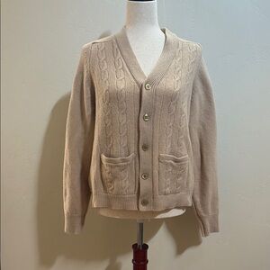 Vintage Alan Paine of Godalming England Cable Knit Wool Cardigan Sweater L